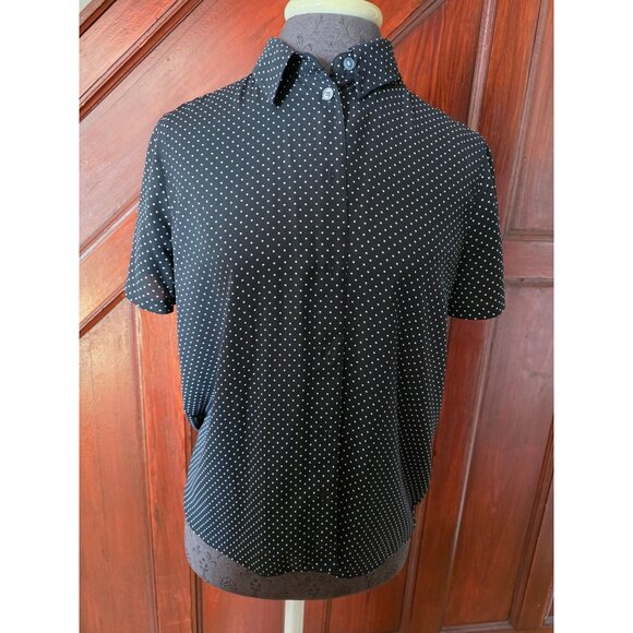 J. Crew Black & White Polka Dot Short Sleeve Blouse Size S - Picture 1 of 6